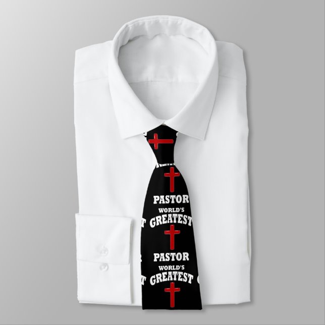 Red Cross Greatest Pastor Necktie (Tied)