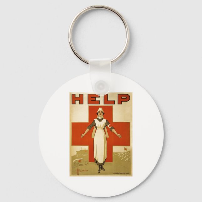 Red Cross Nurse Help Advertisement World War 2 Key Ring (Front)