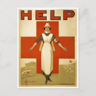 Red Cross Nurse Help Advertisement World War 2 Postcard