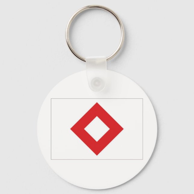 Red Cross Red Crystal Flag Key Ring (Front)