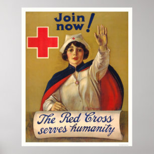 Red Cross serves humanity - Join now Poster