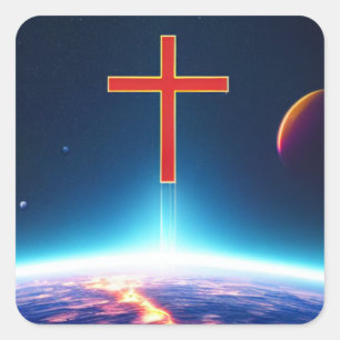 Red Cross Spacescape Sticker