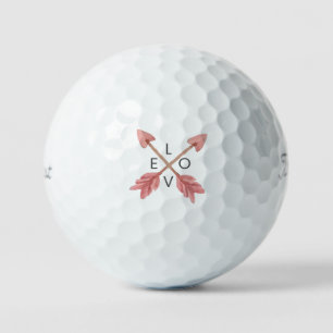 Red Crossed Arrows 'LOVE' Classic Elegant Romantic Golf Balls