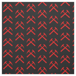 Red Crossed Rock Hammers Fabric