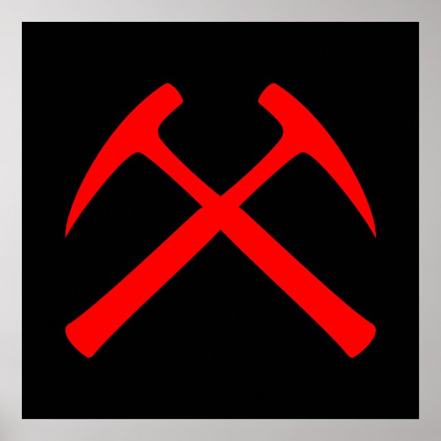 Red Crossed Rock Hammers Poster (Front)