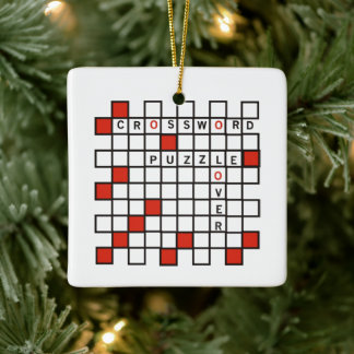 Red Crossword Puzzle Lover Ceramic Ornament