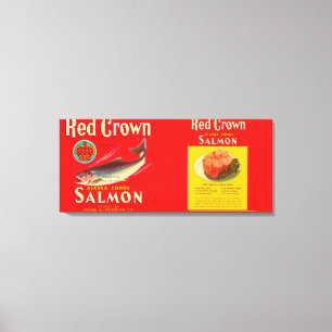 Red Crown Brand Salmon Label- Seattle, WA Canvas Print