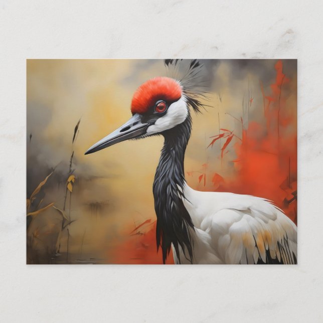 Red Crowned crane close up Postcard (Front)