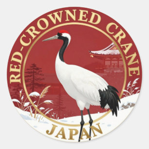 Red-Crowned Crane Japan Wildlife Classic Round Sticker