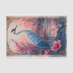 Red Crowned Crane Watercolour Tissue Paper