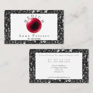 Red Crystal Ball & Obsidian Fortune Telling Business Card