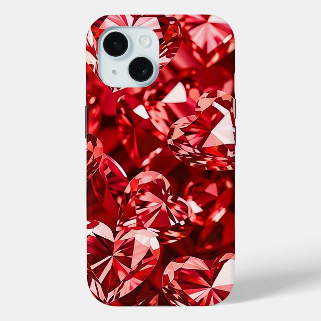 Red Crystal Diamond Hearts Case-Mate iPhone Case (Back)