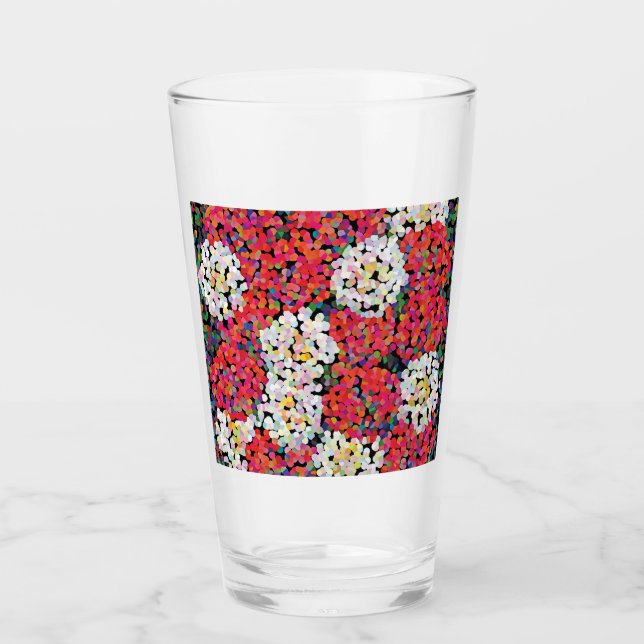  Red Crystal Floral Blooms  Glass (Front)