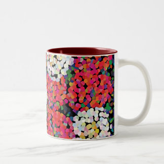 Red Crystal Floral Blooms Two-Tone Coffee Mug