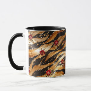 Red Crystal Rose Tiger Fabric Mug
