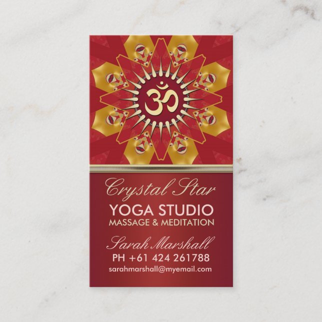 Red Crystal Star Yoga Studio Business Card (Front)