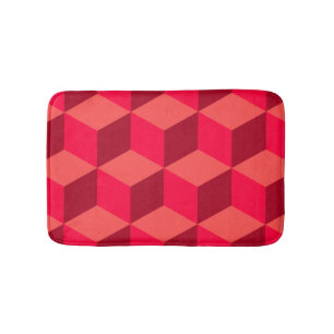 Red Cubes Bath Mat