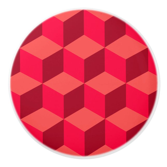 Red Cubes Ceramic Knob (Front)