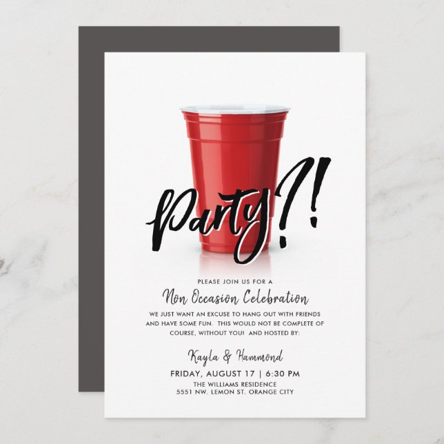 Red Cup | Any Occassion Celebration Party Invitation (Front/Back)