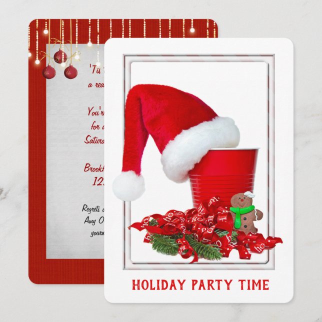 red cup Christmas Party Invitation (Front/Back)