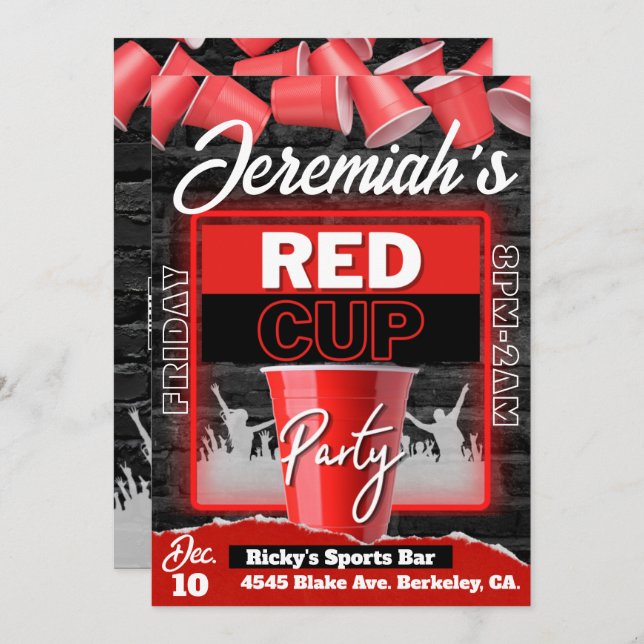 Red Cup Club | Flyer Style Grunge Birthday Invitation (Front/Back)