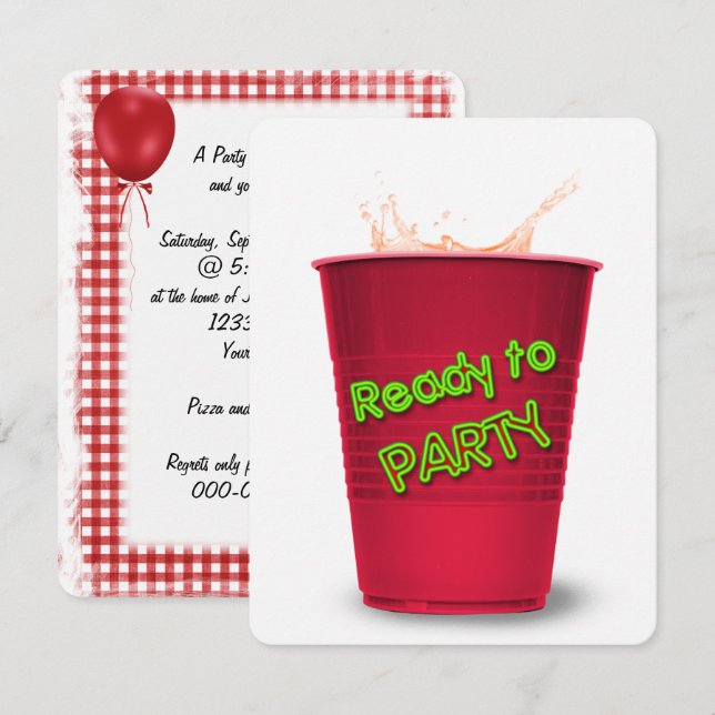 Red Cup Drink party Invitation (Front/Back)