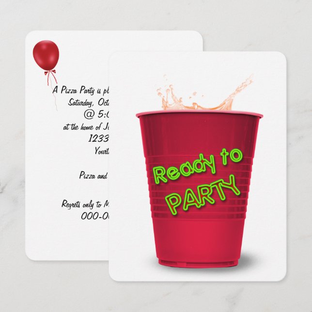 Red Cup Drink party Invitation (Front/Back)