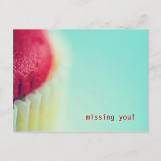 red cupcake, missing you! postcard