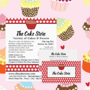 Red Cupcake & Polka Dot, Cake Maker, Cake Store Business Card