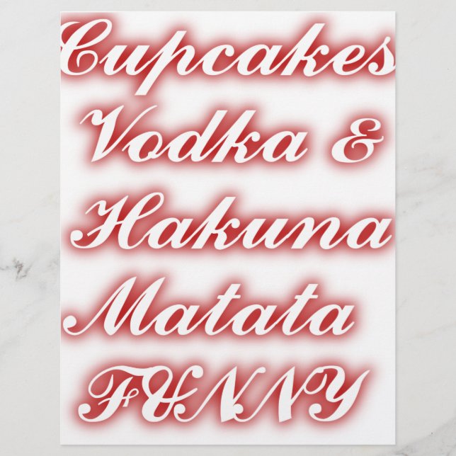 Red Cupcakes Vodka  Hakuna Matata FUNNY. (Front)