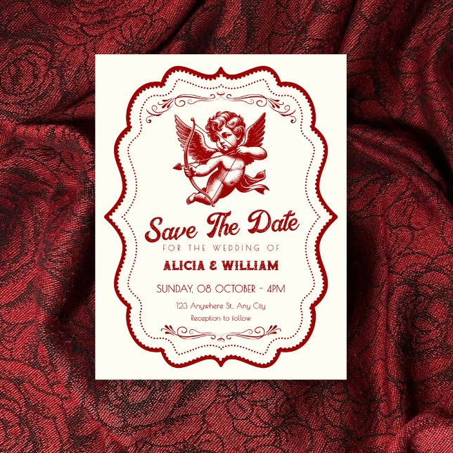 Red cupid angel wedding  save the date (Creator Uploaded)