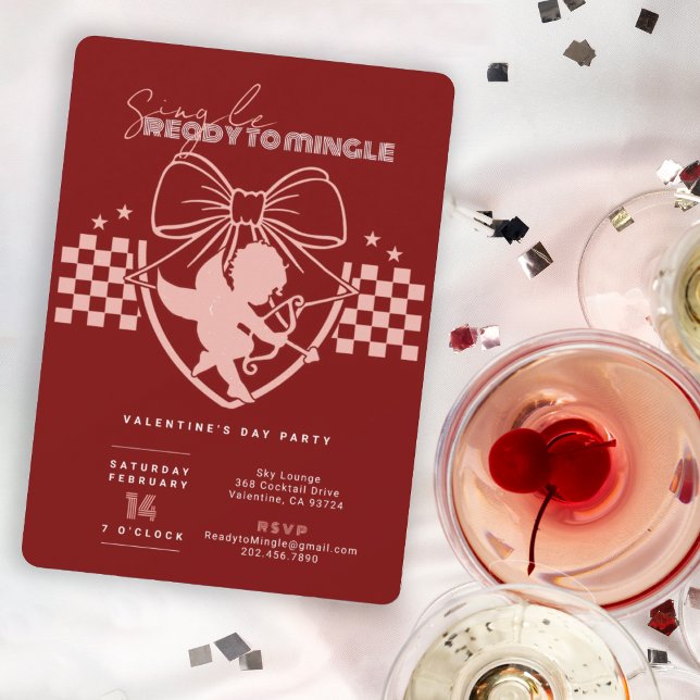 Red Cupid Singles Valentine's Day Party  Invitation (Creator Uploaded)