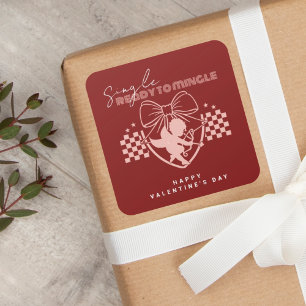 Red Cupid Singles Valentine's Day Party  Square Sticker