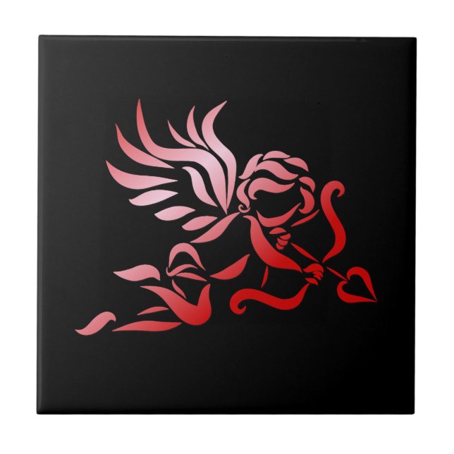 Red Cupid with Bow and Arrow Tile (Front)
