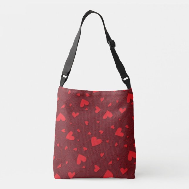 Red curly hearts crossbody bag (Back)