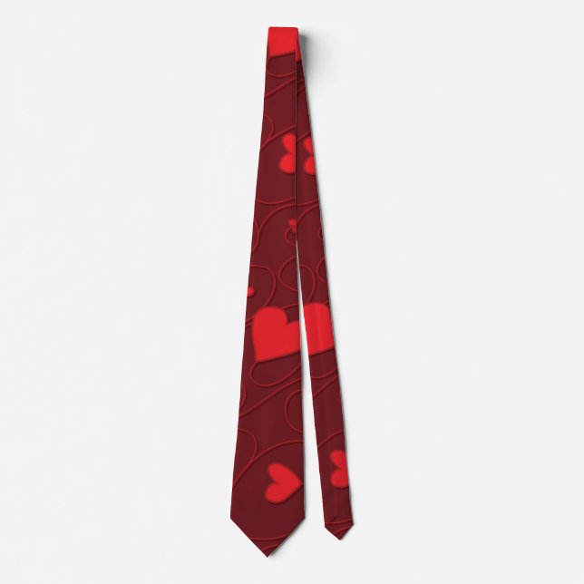 Red curly hearts tie (Front)