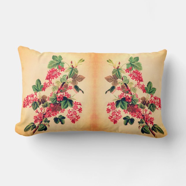 Red Currant Vintage Botany Illustration Lumbar Cushion (Front)
