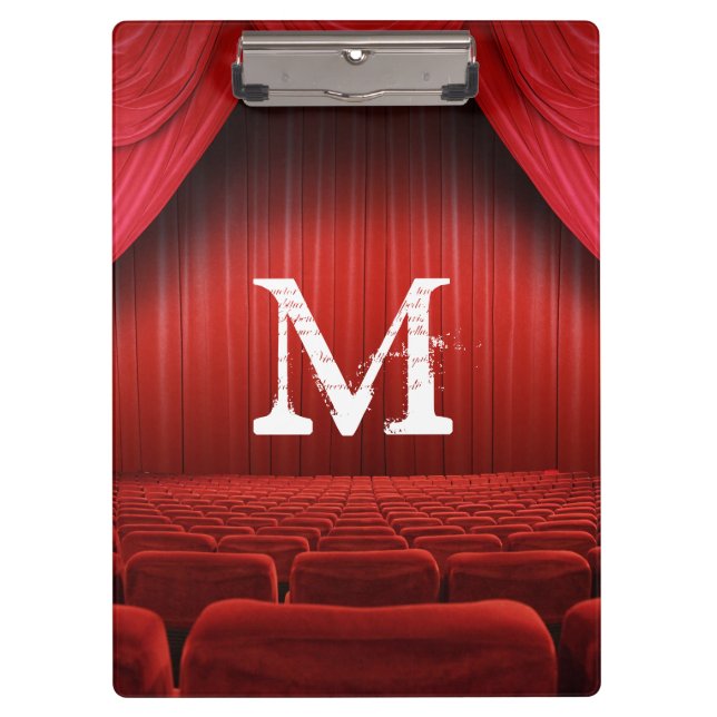 Red Curtain Theatre Monogram Initial Clip Board (Front)