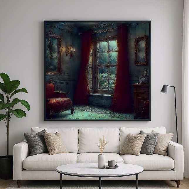 Red Curtains - Impressionistic Indoor Art Poster (Creator Uploaded)