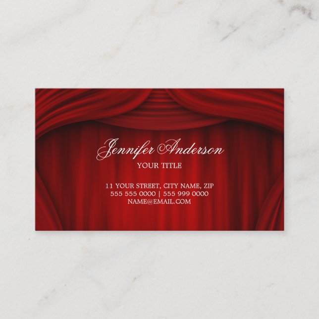 Red Curtains Theatre Stage business card (Front)