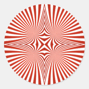 Red curved line pattern classic round sticker
