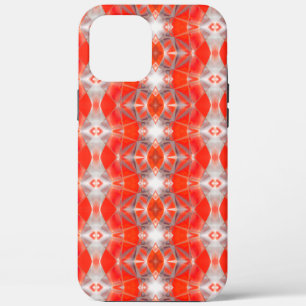 Red curved shapes rapport floating over white grey iPhone 12 pro max case