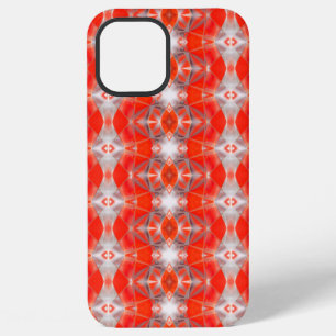 Red curved shapes rapport floating over white grey iPhone 12 pro max case