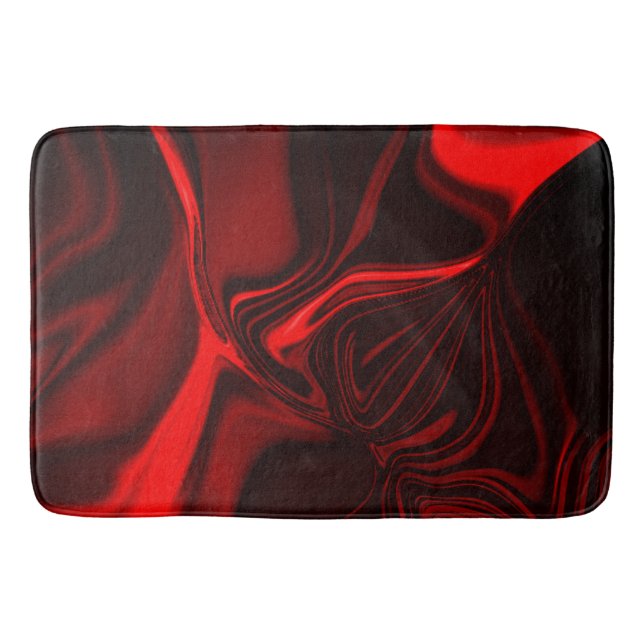 Red curves and undulations on dark background bath mat (Front)