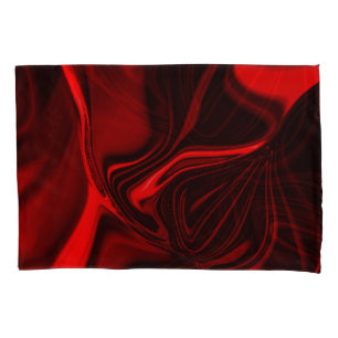 Red curves and undulations on dark background pillowcase