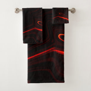 Red curves or undulations in darkest red fund bath towel set