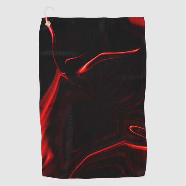 Red curves or undulations in darkest red fund golf towel (Front)