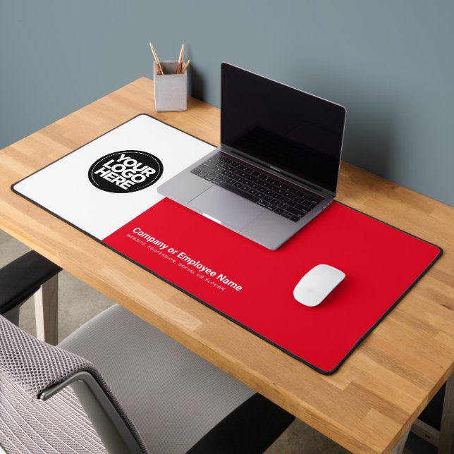 Red | Custom Business Logo Name, Slogan Desk Mat (Office 2)