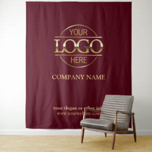 Red Custom Business Logo Trade Show Backdrop Tapestry