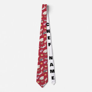 Red Custom Chef Theme Pattern Tie